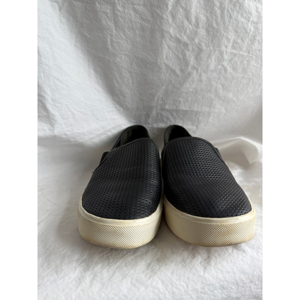Vince Black Perforated Leather Slip On Sneakers Platform Skater Shoes